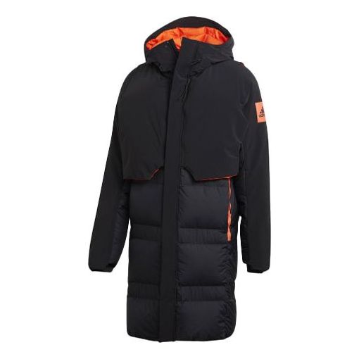 Пуховик adidas Myshelter CR Stay Warm Detachable Reversible vest Sports Reflective mid-length hooded down Jacket Black, черный