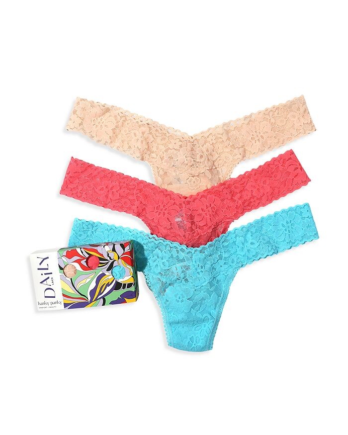 

Ежедневные кружевные стринги с низкой посадкой, набор из 3 шт. Hanky Panky