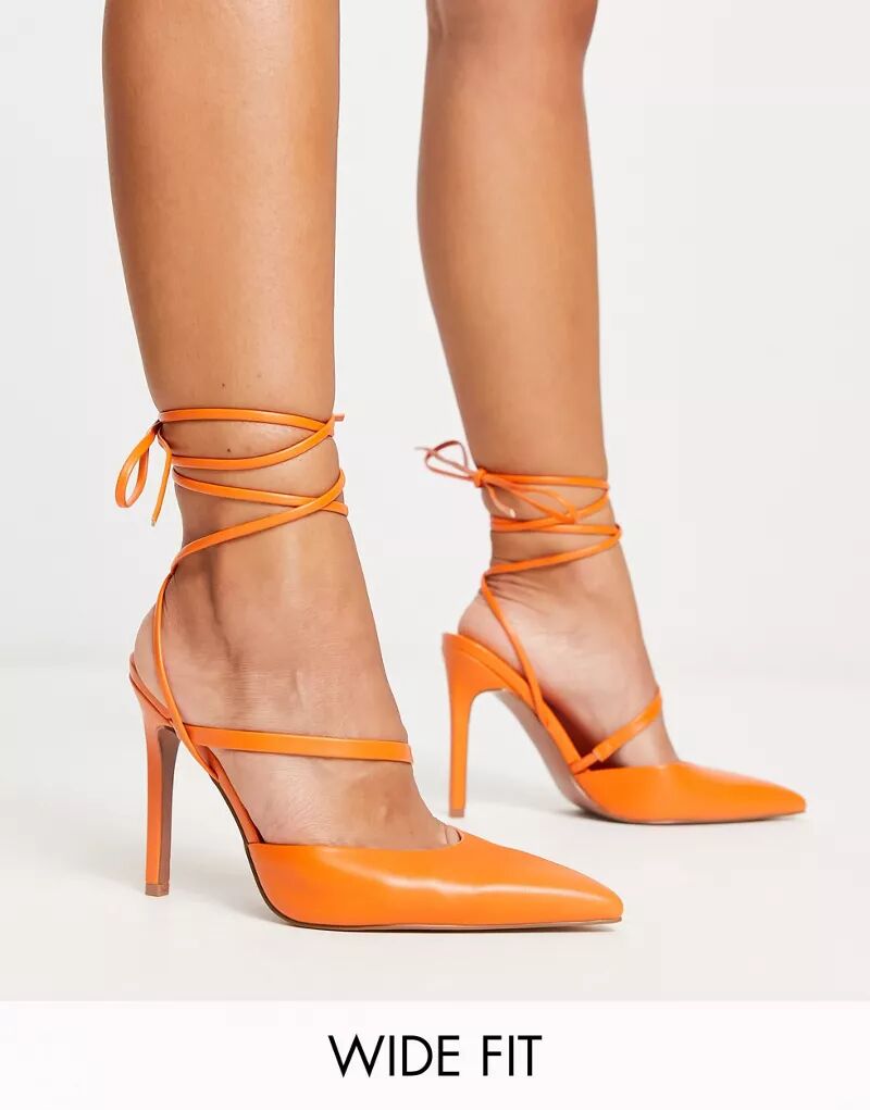 Оранжевые туфли на высоком каблуке с завязками ASOS Wide Fit Pride мате cbse naranja 500 г