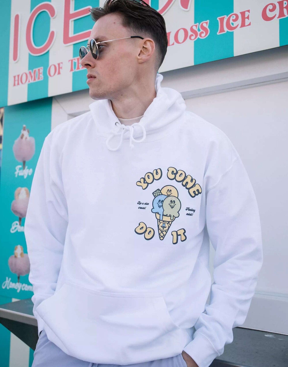 

Белая толстовка унисекс с рисунком мороженого Batch1 you cone do it, Белый