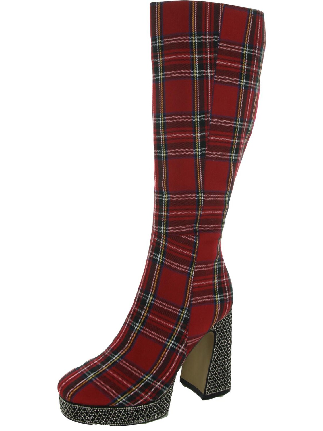 

Женские сапоги до колена в клетку со стразами Valeria Betsey Johnson, цвет Red Multi