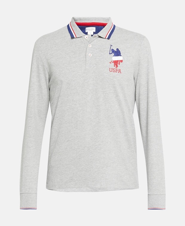

Рубашка-поло с длинными рукавами U.S. Polo Assn., светло-серый