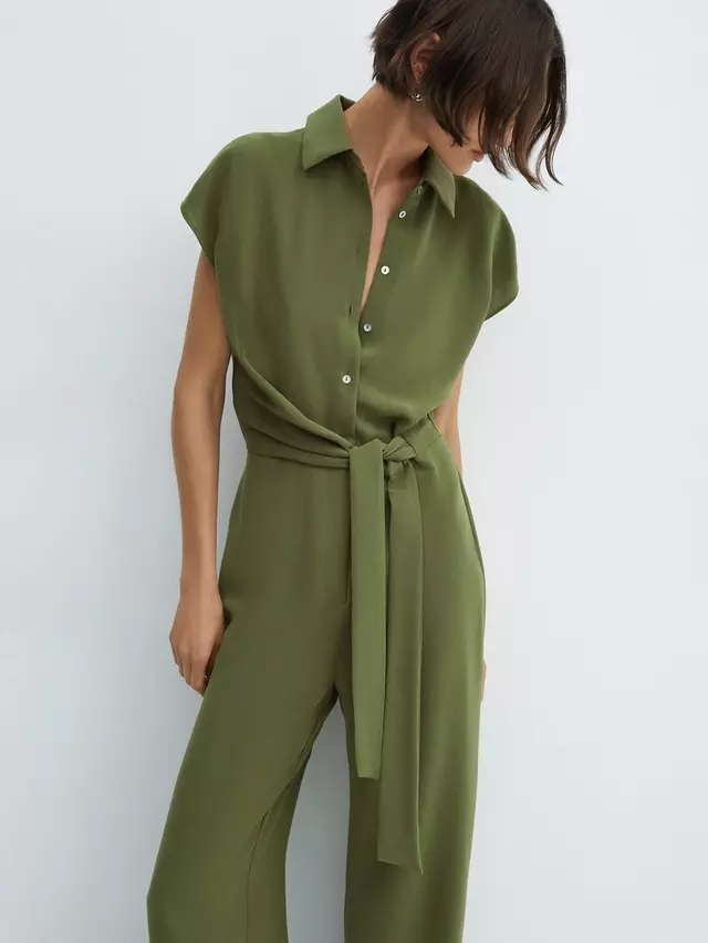 

Комбинезон Mango Juani Tie Waist, зеленый