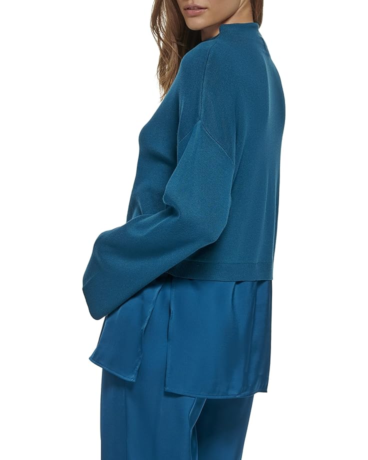 Свитер Calvin Klein Long Sleeve Mock Neck with Overlay, цвет Cypress