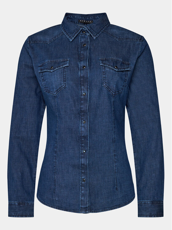 Джинсовая рубашка обычного кроя Sisley, синий джинсовая рубашка обычного кроя levi s синий
