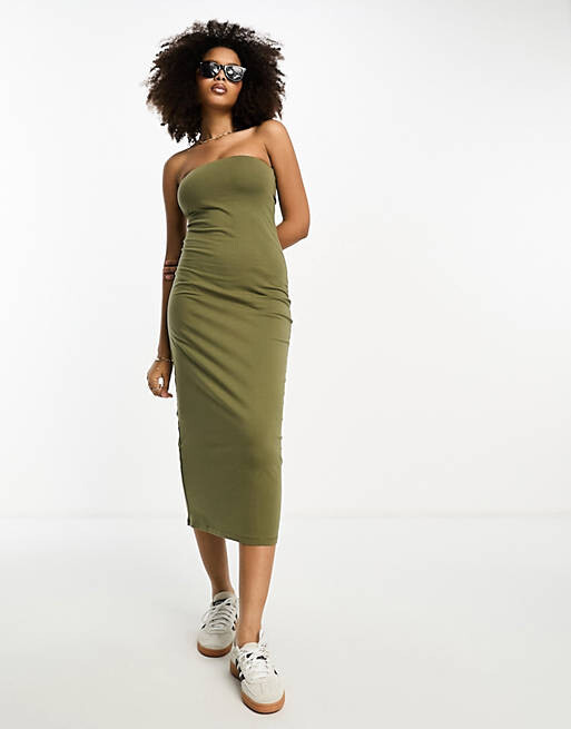

Облегающее платье миди цвета хаки ASOS DESIGN