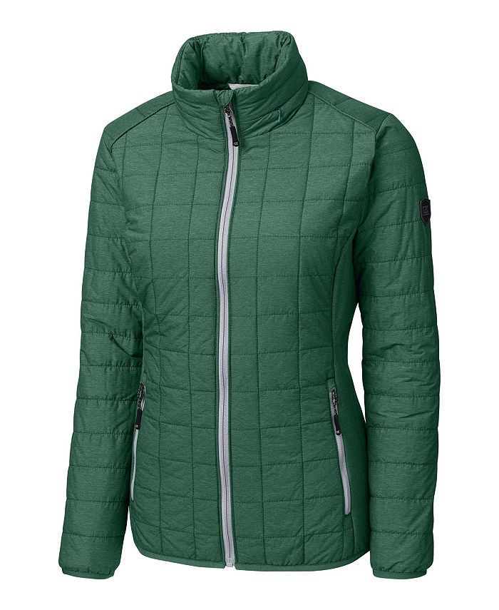 Женская утепленная куртка-пуховик Rainier PrimaLoft с полной молнией Cutter & Buck, зеленый мужской жилет пуховик rainier primaloft с экоизоляцией и полной молнией cutter