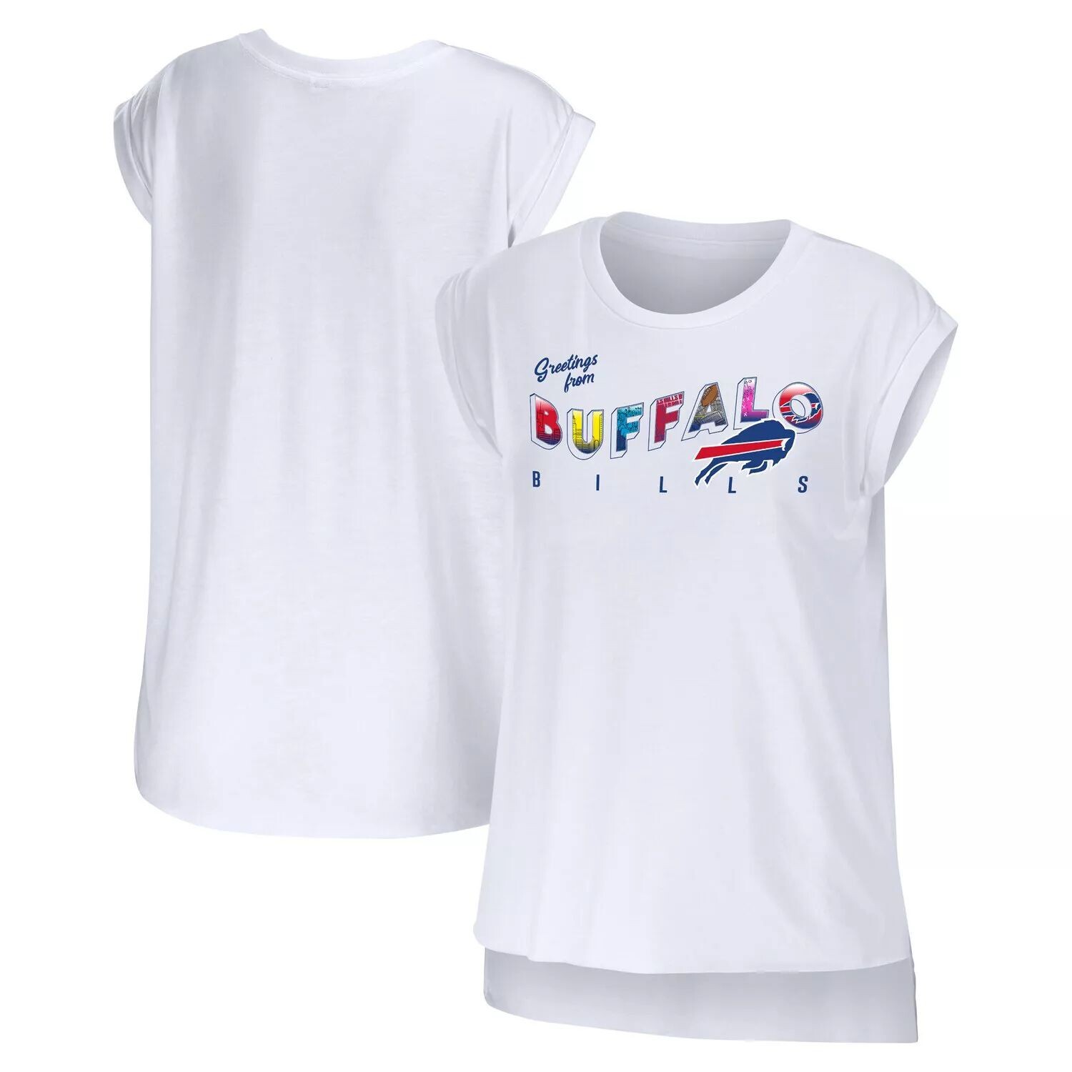 

Женская одежда от Erin Andrews Белая футболка Buffalo Bills Greeting From Muscle