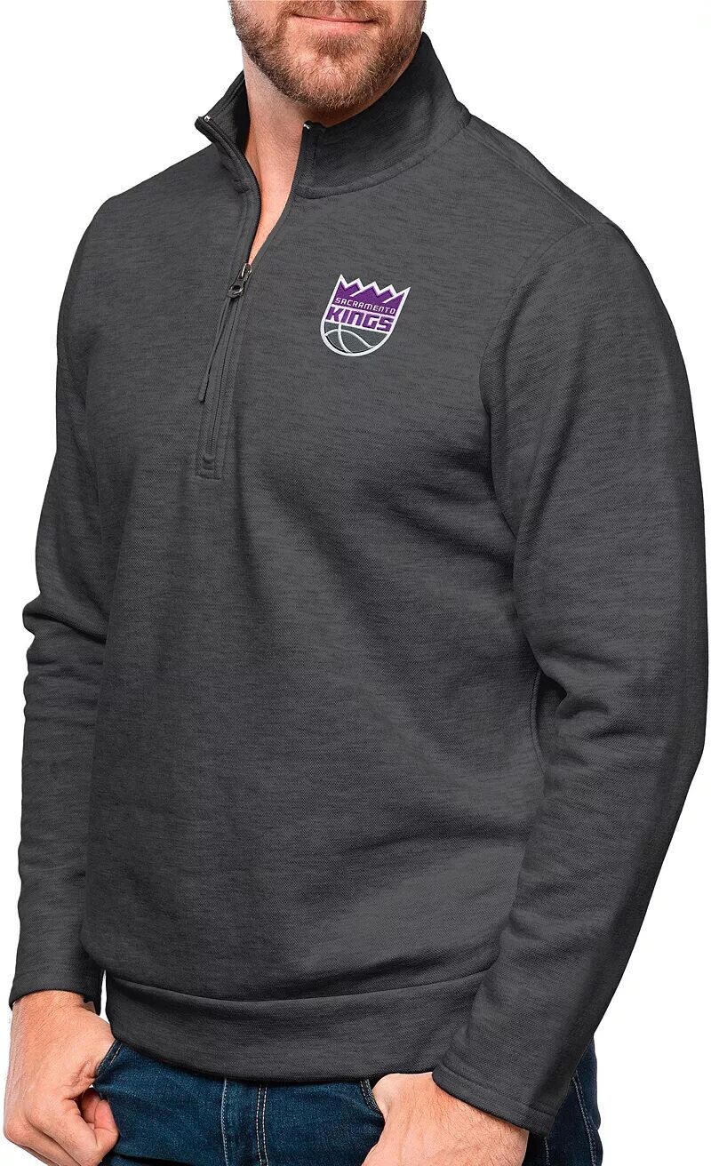 

Мужской флисовый джемпер Antigua Sacramento Kings Charcoal Heather Gambit, молния ¼