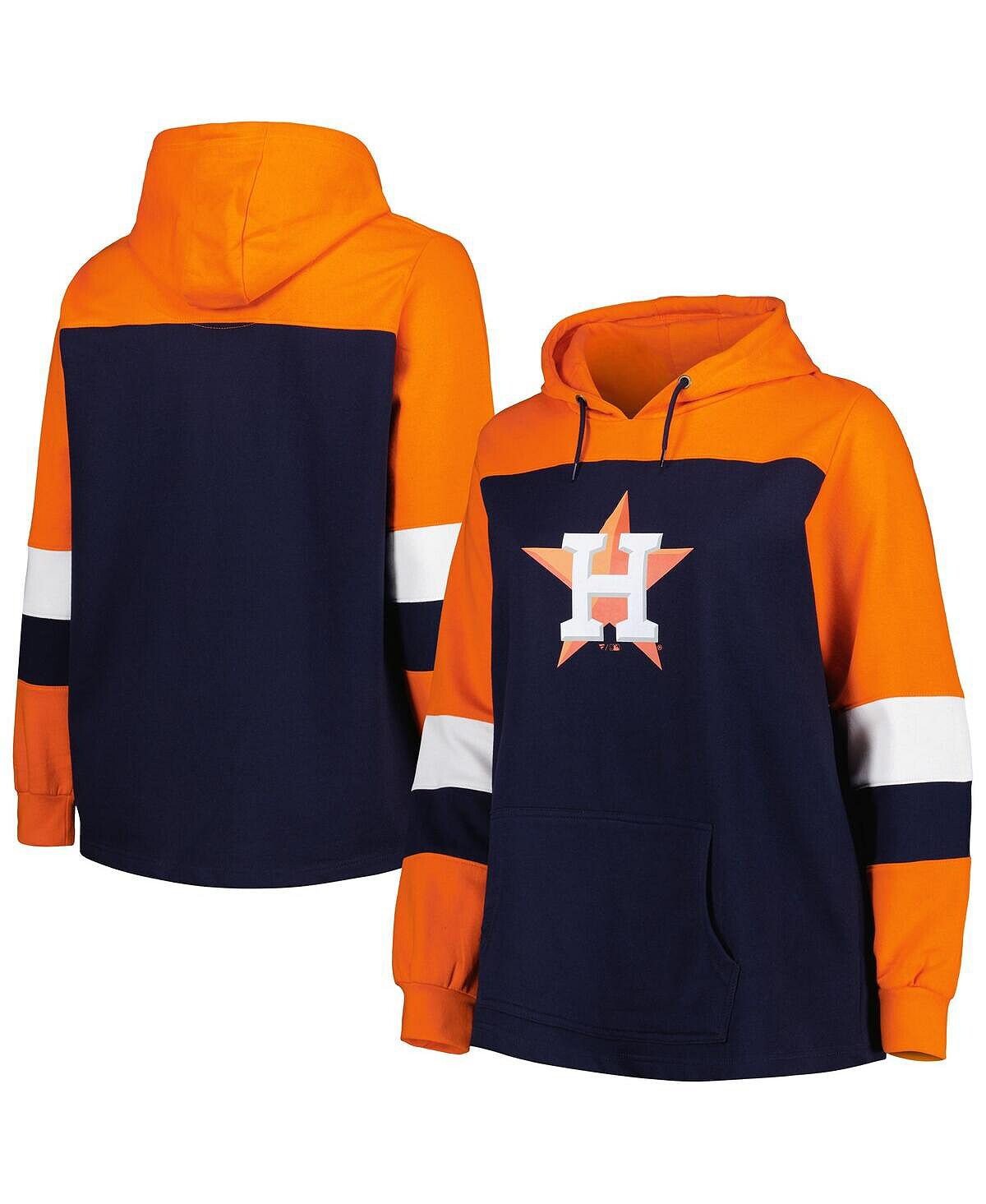 

Женский темно-синий пуловер с капюшоном Houston Astros больших размеров с цветными блоками Profile, темно-синий