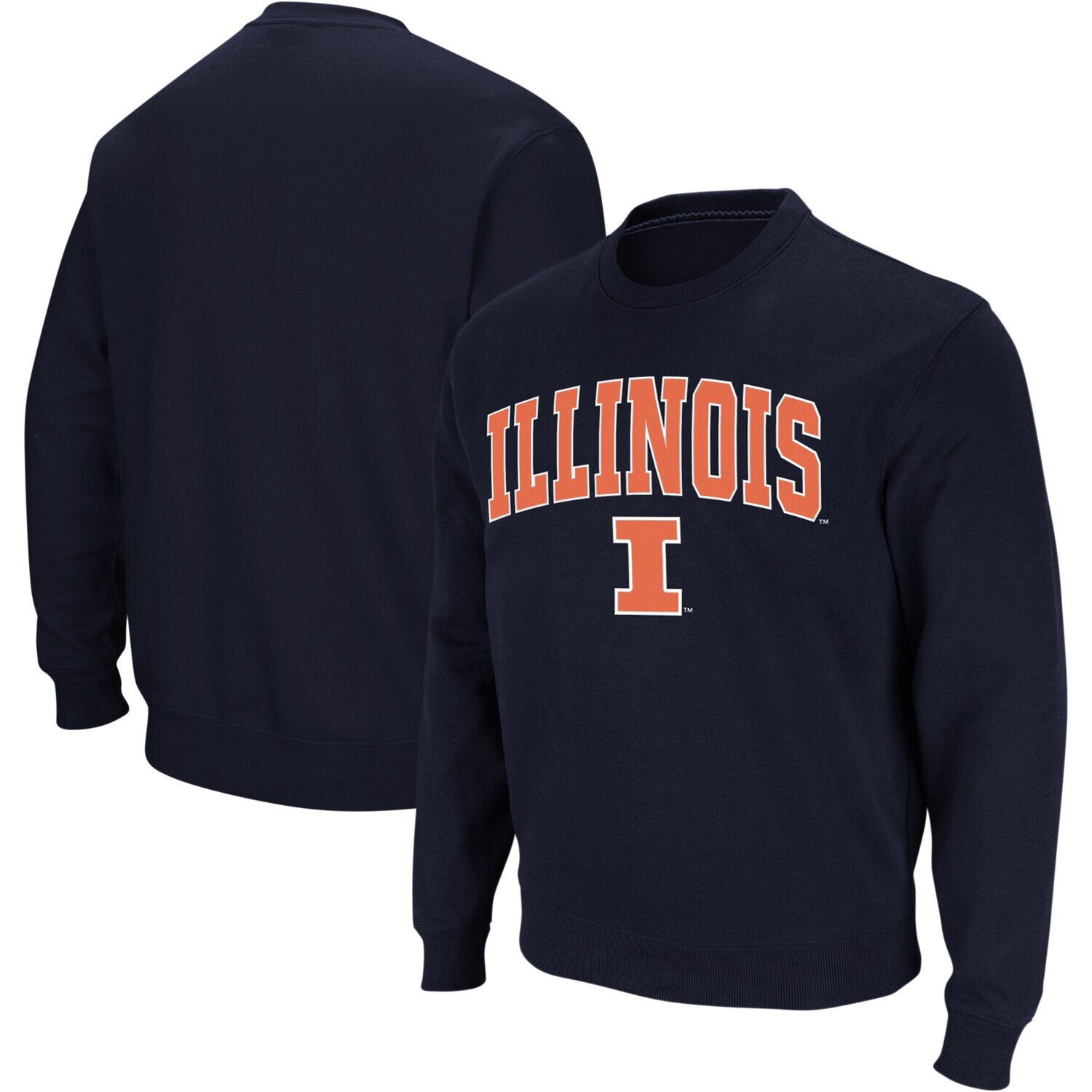 

Мужской темно-синий свитшот с круглым вырезом Illinois Fighting Illini Arch & Logo Colosseum