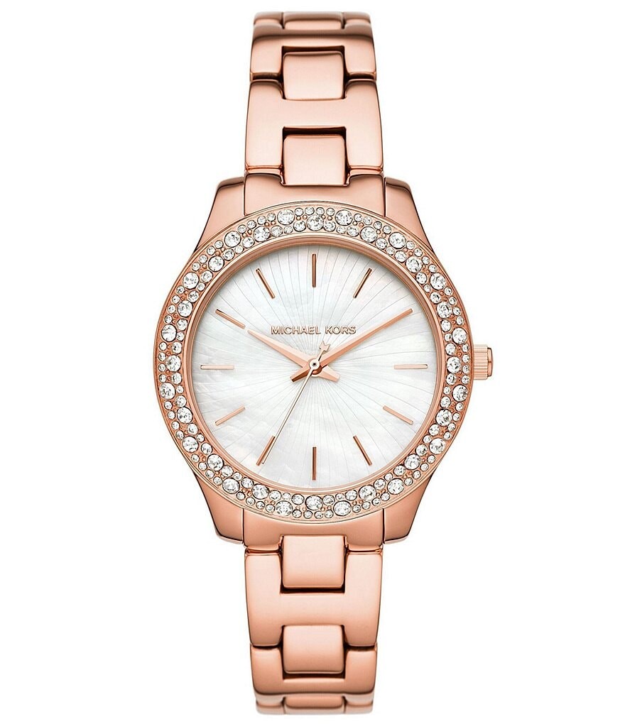 

Часы Michael Kors Liliane с тремя стрелками цвета розового золота, розовый