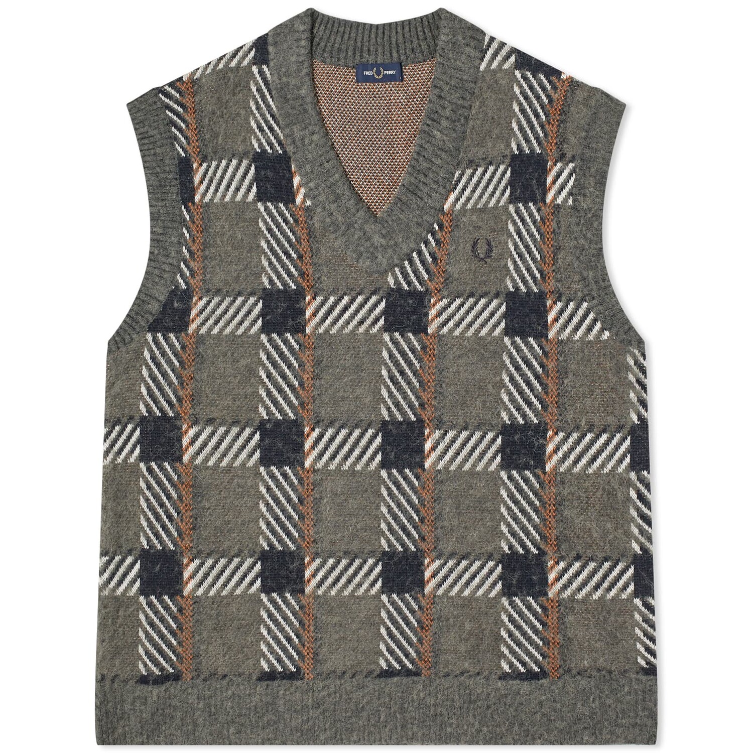 

Жилет Fred Perry Glitch Tartan Knitted, цвет Field Green