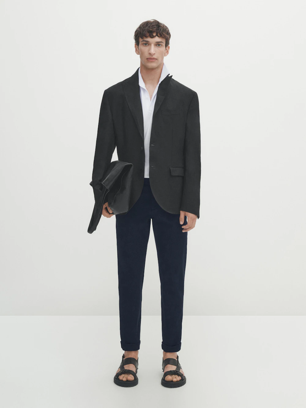 

Облегающие текстурированные чиносы оттоманского типа Massimo Dutti, синий