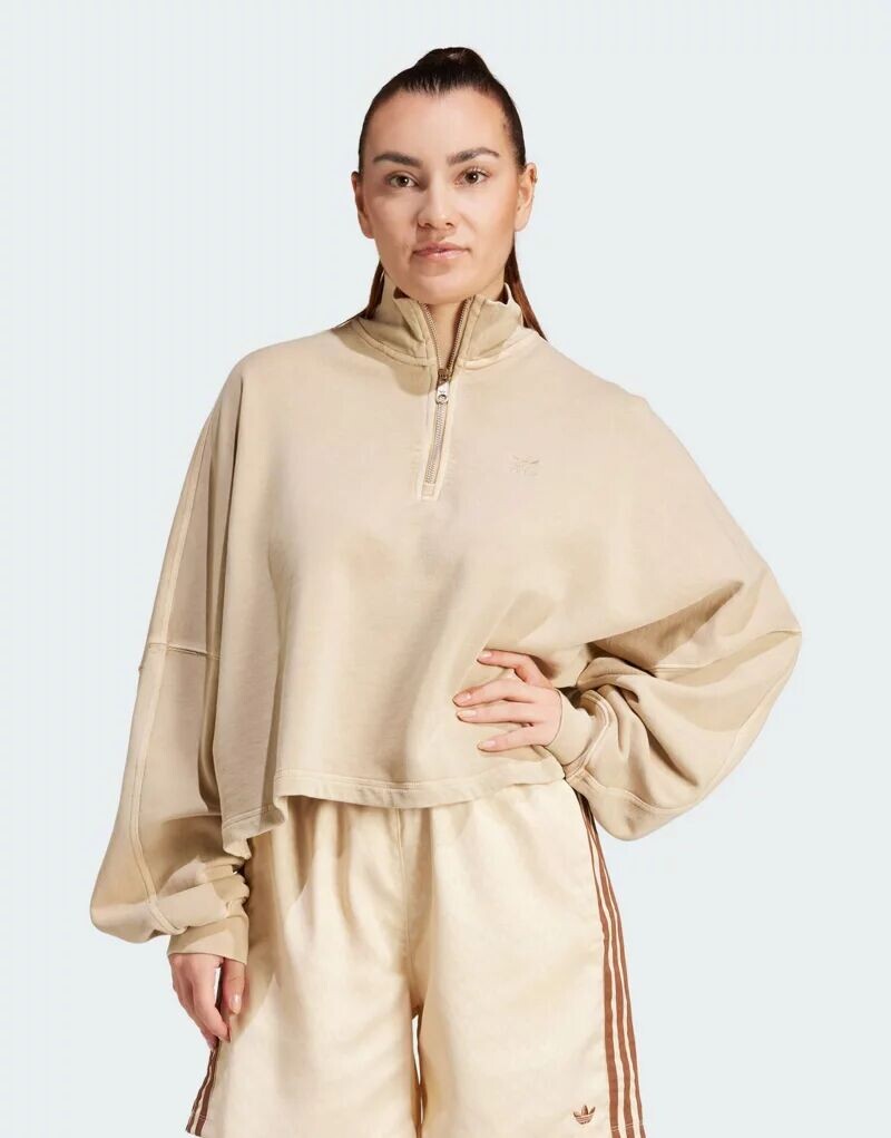 

Бежевая толстовка на молнии adidas Originals Essentials+
