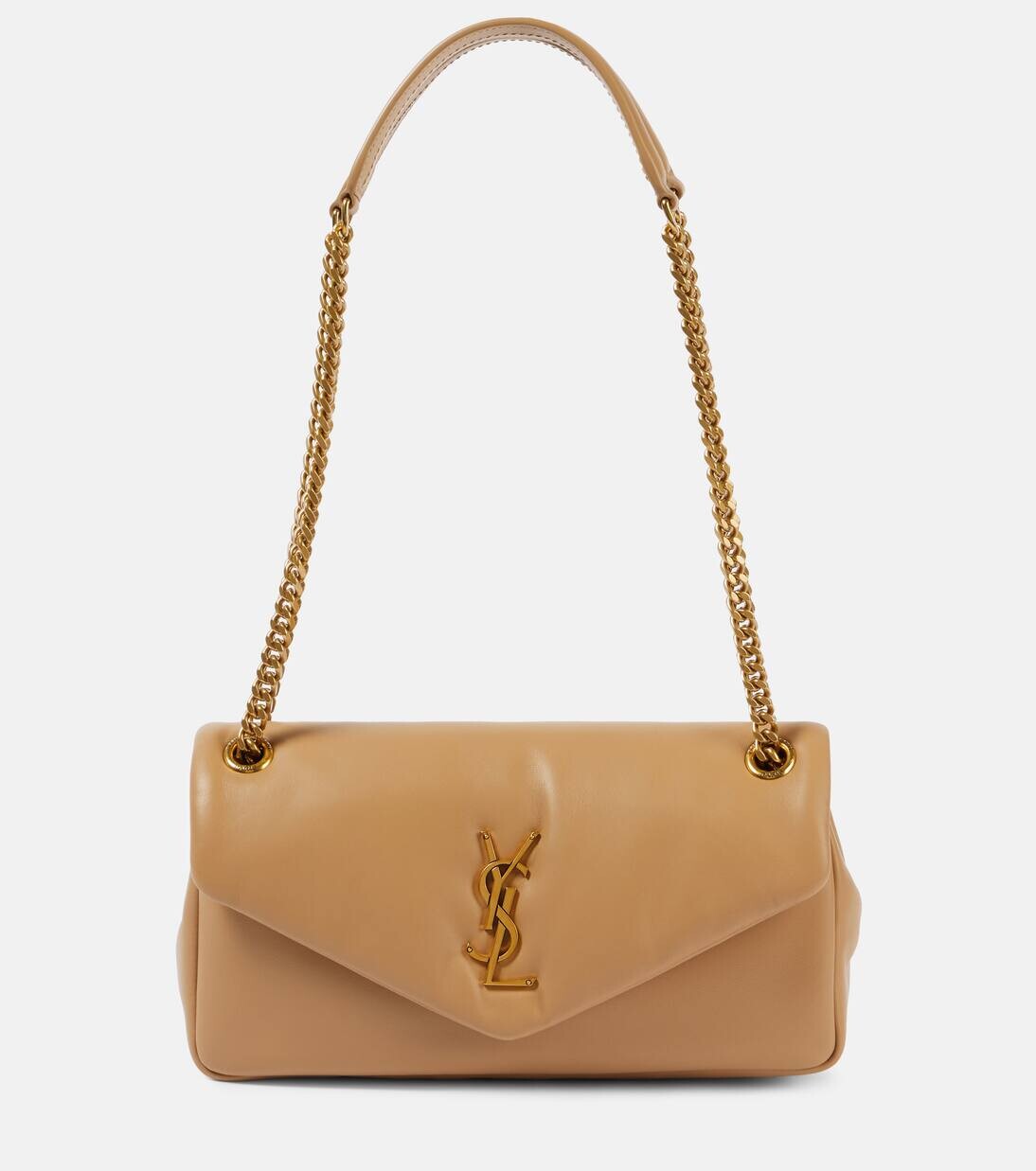 

Кожаная сумка через плечо Calypso Saint Laurent, цвет dark toffee