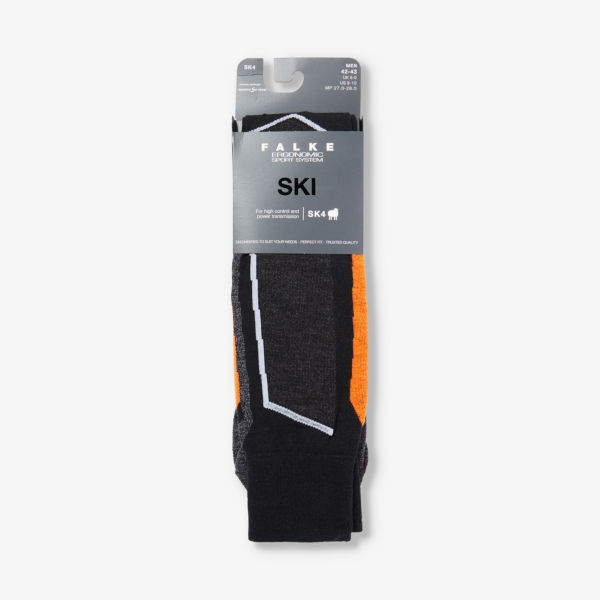 Трикотажные носки до колена с абстрактным узором SK4 из смесовой шерсти Falke Ergonomic Sport System, черный