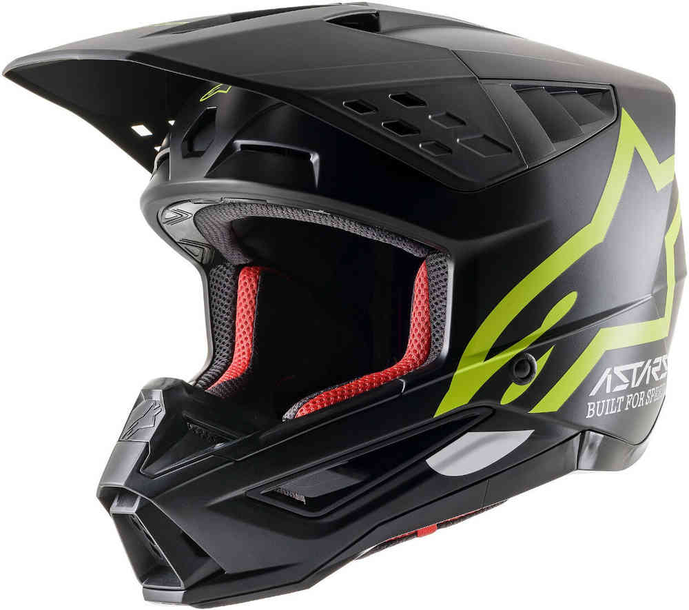 цена S-M5 Компас Шлем для мотокросса Alpinestars, черный матовый/желтый