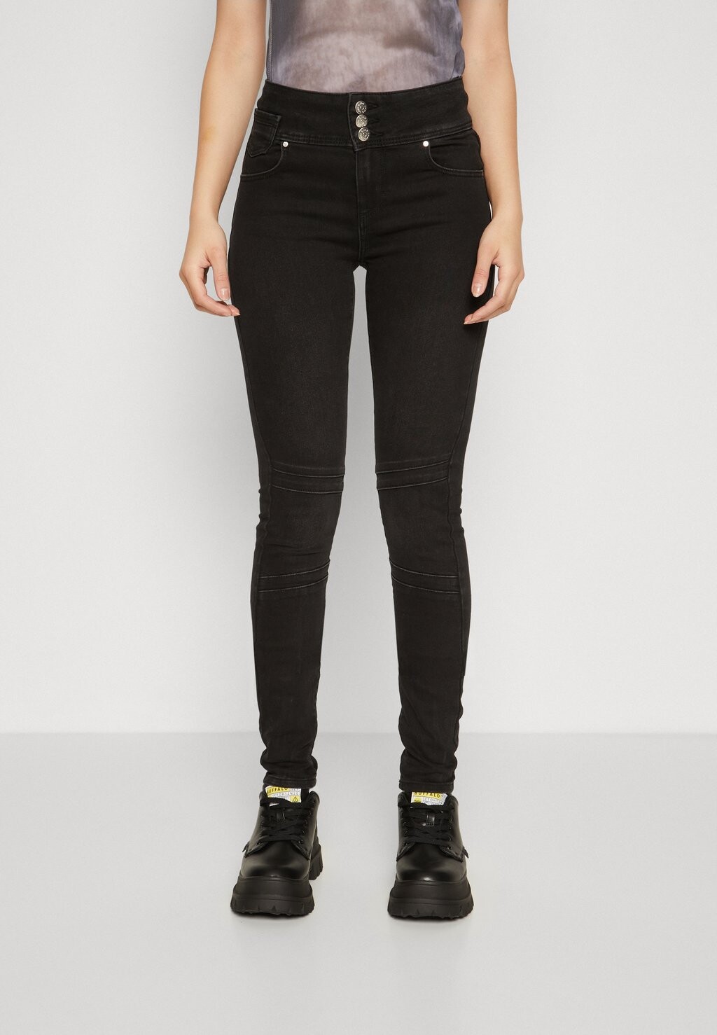 

Джинсы Skinny Fit Onldaisy Wide Waistband ONLY, цвет black denim
