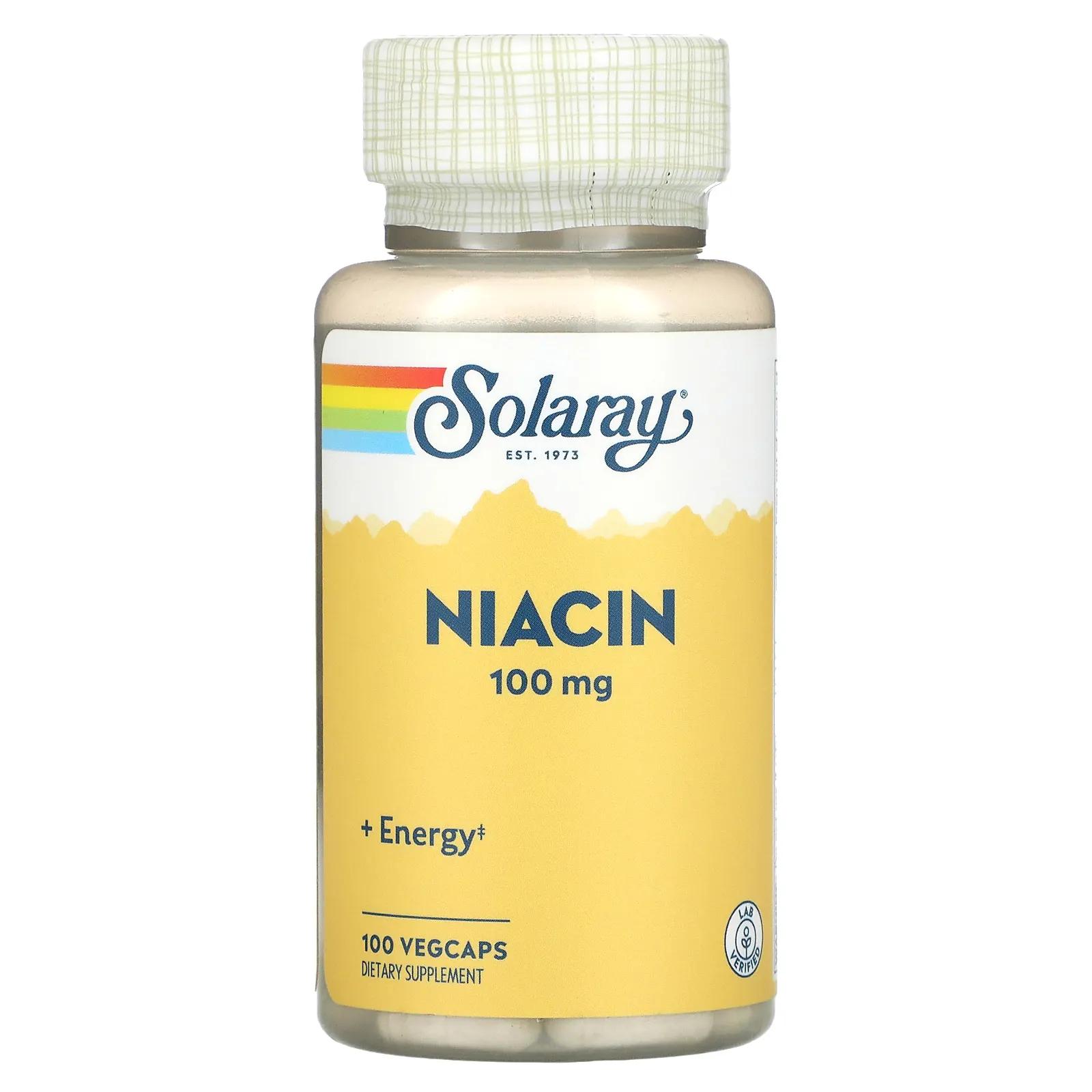 Solaray Niacin 100 mg 100 VegCaps solaray red yeast rice 600 mg 45 vegcaps