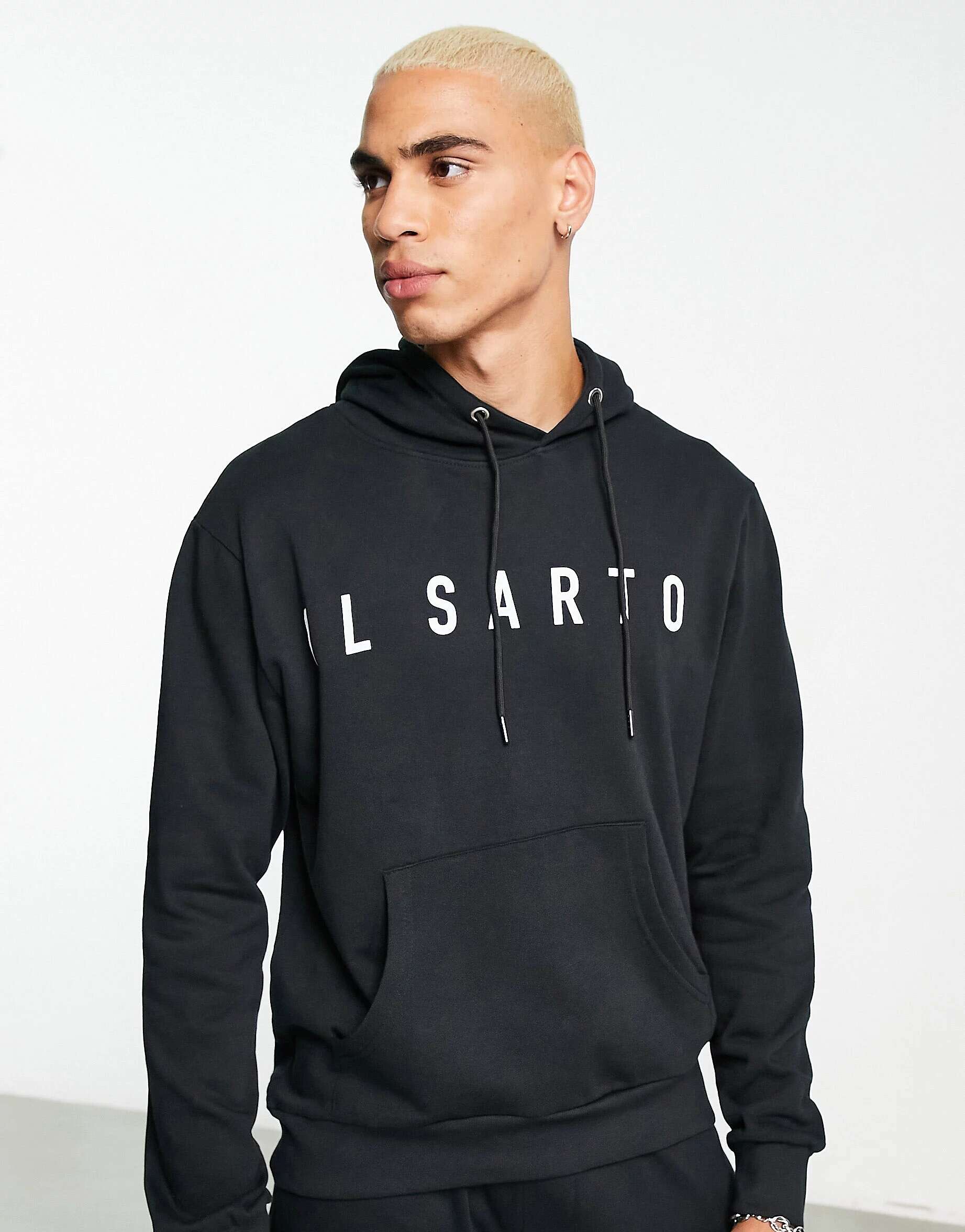 цена Черное приталенное худи с логотипом Il Sarto