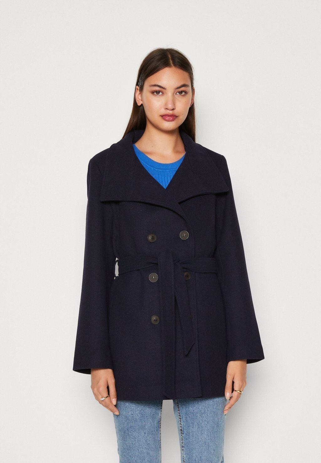 

Пальто классическое Onlmedina Short Belted Coat ONLY, цвет night sky