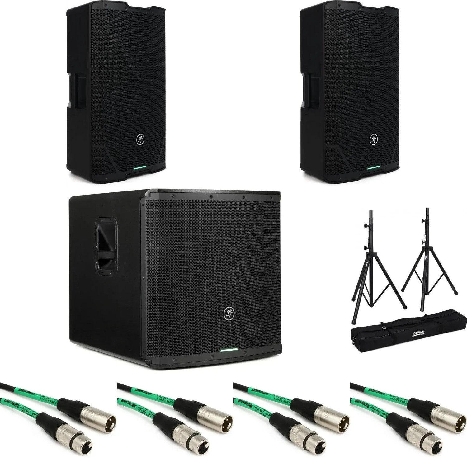 

Mackie SRT215 15-дюймовый профессиональный активный громкоговоритель мощностью 1600 Вт (пара) и 18-дюймовый активный сабвуфер в комплекте