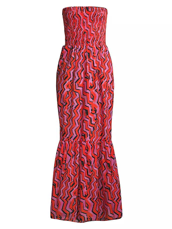 цена Платье макси из хлопковой вуали с рисунком шеврона Viona Milly, мультиколор