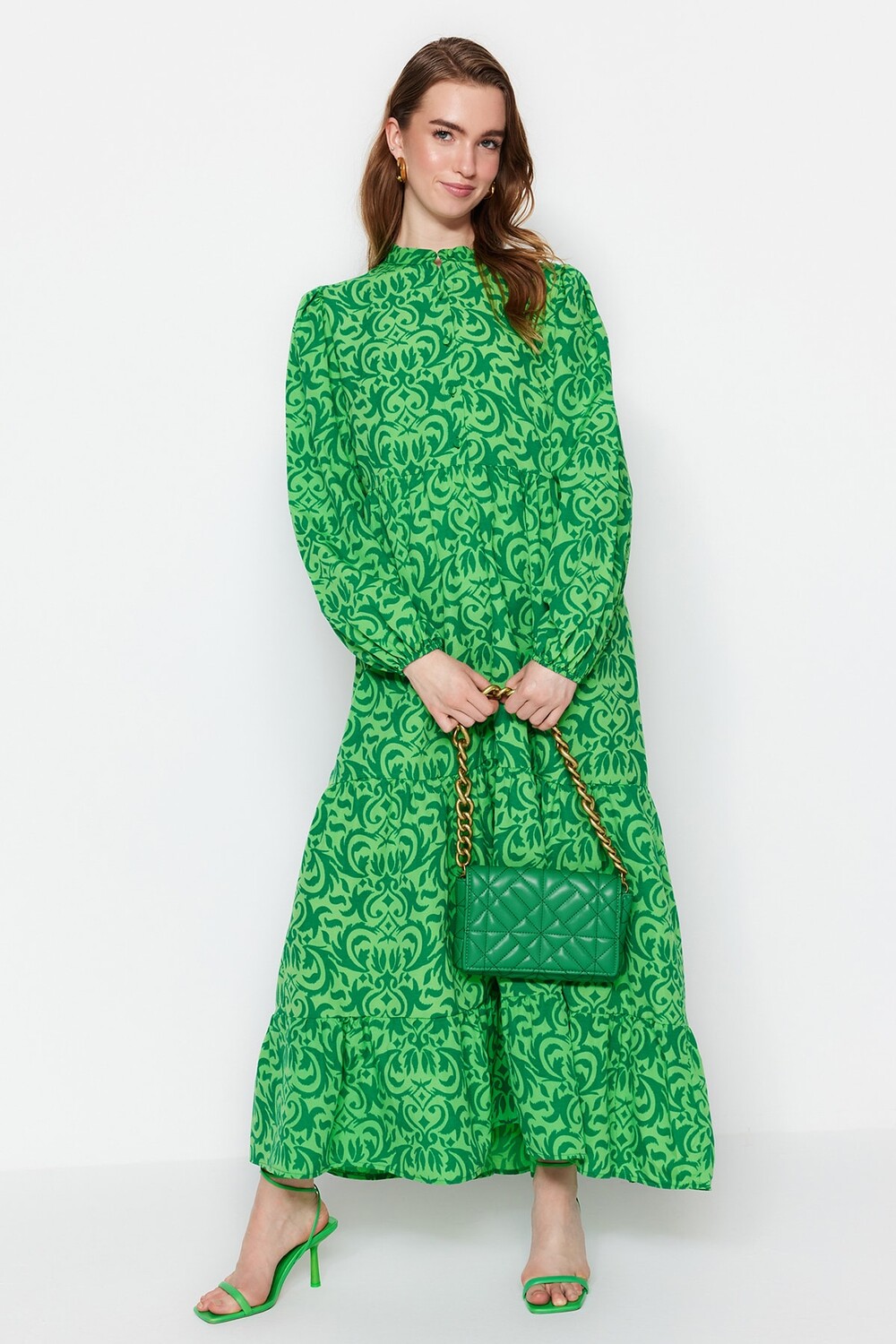 

Платье - Зеленый - А-силуэт Trendyol Modest, зеленый
