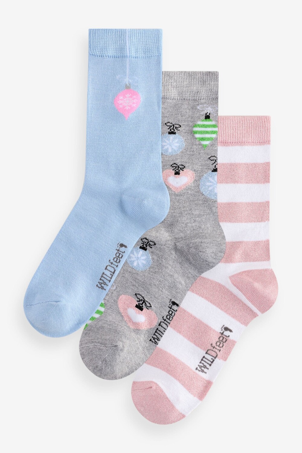 

Носки с рождественскими украшениями, 3 упаковки Wild Feet, синий