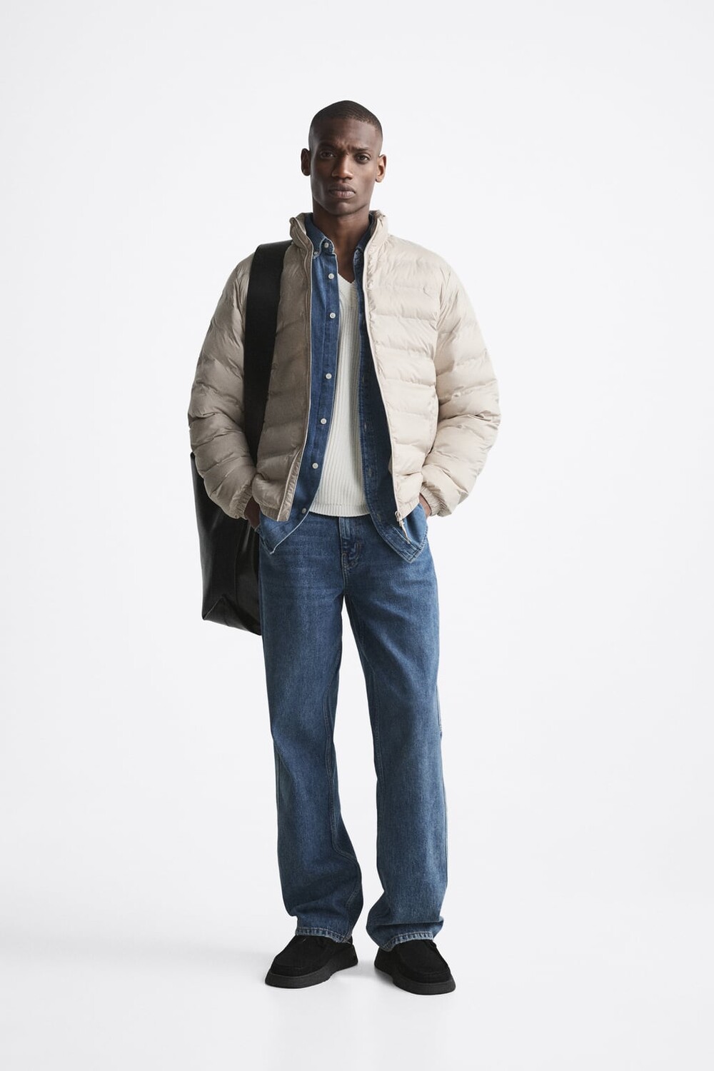 

Легкая утепленная куртка ZARA, песочный, Бежевый