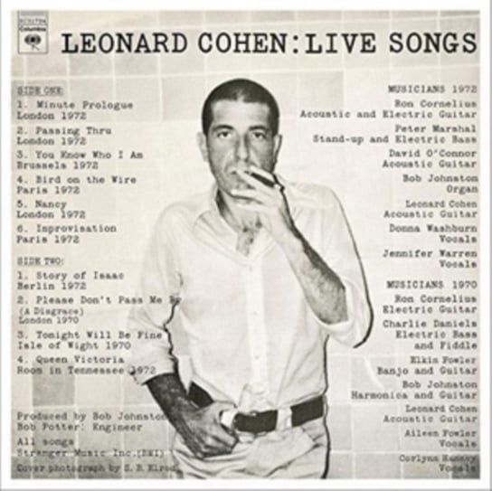 cohen leonard виниловая пластинка cohen leonard songs from a room Виниловая пластинка Cohen Leonard - Leonard Cohen: Live Songs