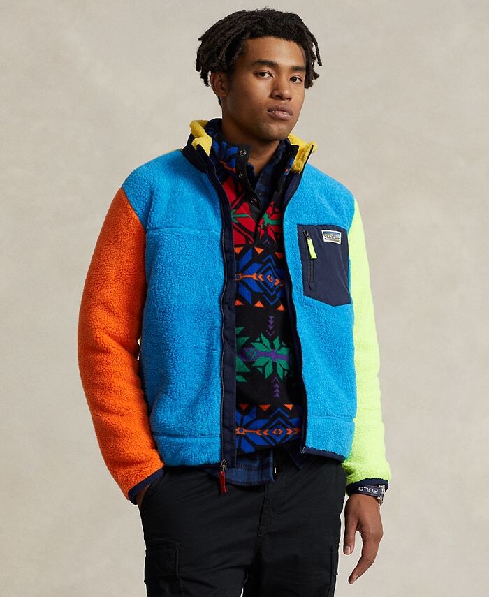 

Мужская флисовая куртка с цветными блоками Polo Ralph Lauren, синий