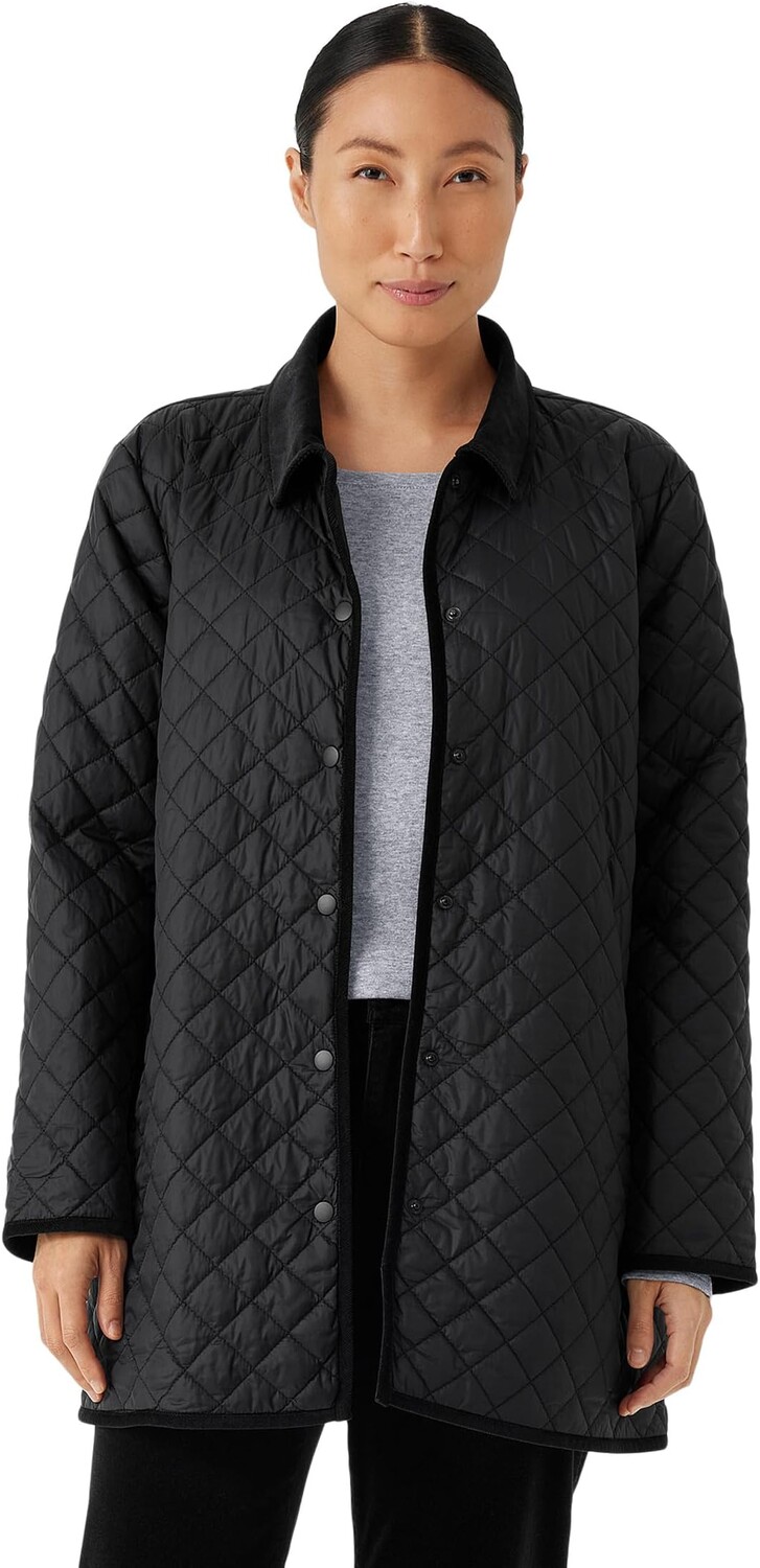 

Длинное стеганое пальто Eileen Fisher, черный