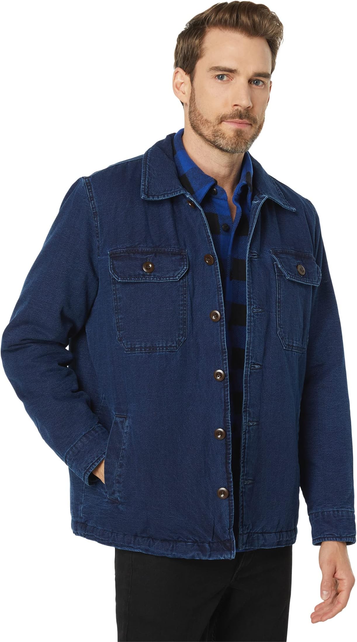 цена Куртка Sherpa Lined Shirt Jacket Lucky Brand, цвет 419 Indigo