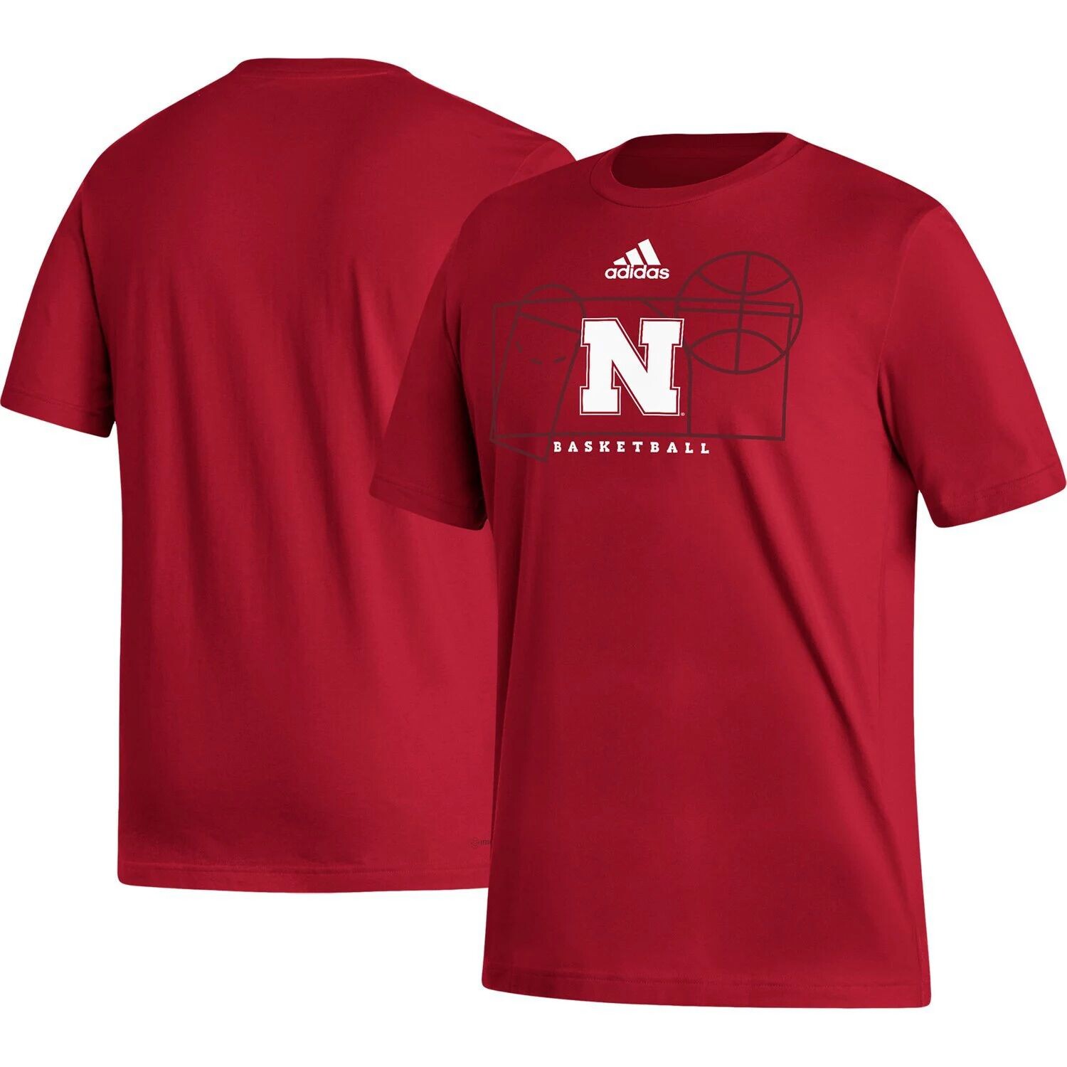 

Мужская футболка Scarlet Nebraska Huskers Basketball Court Fresh adidas