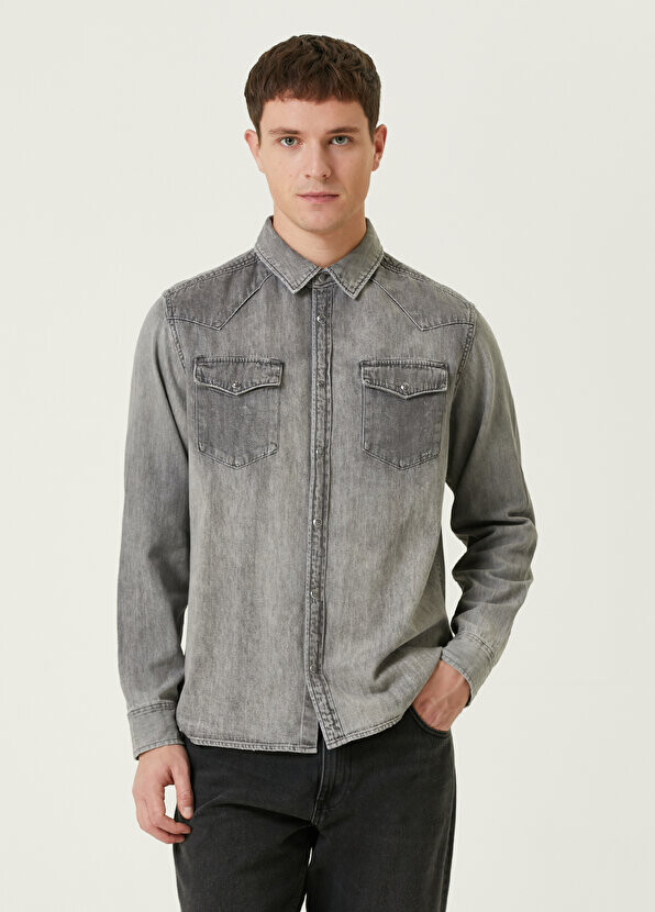 

Серая джинсовая рубашка из органического хлопка orbit AllSaints