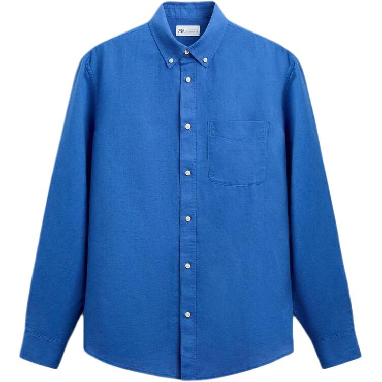

Рубашка мужская синяя Zara, синий