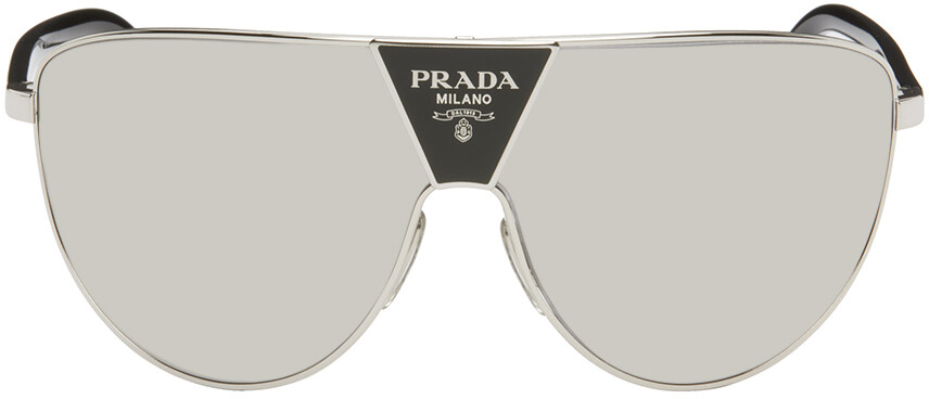 

Серебряные зеркальные солнцезащитные очки Prada Eyewear