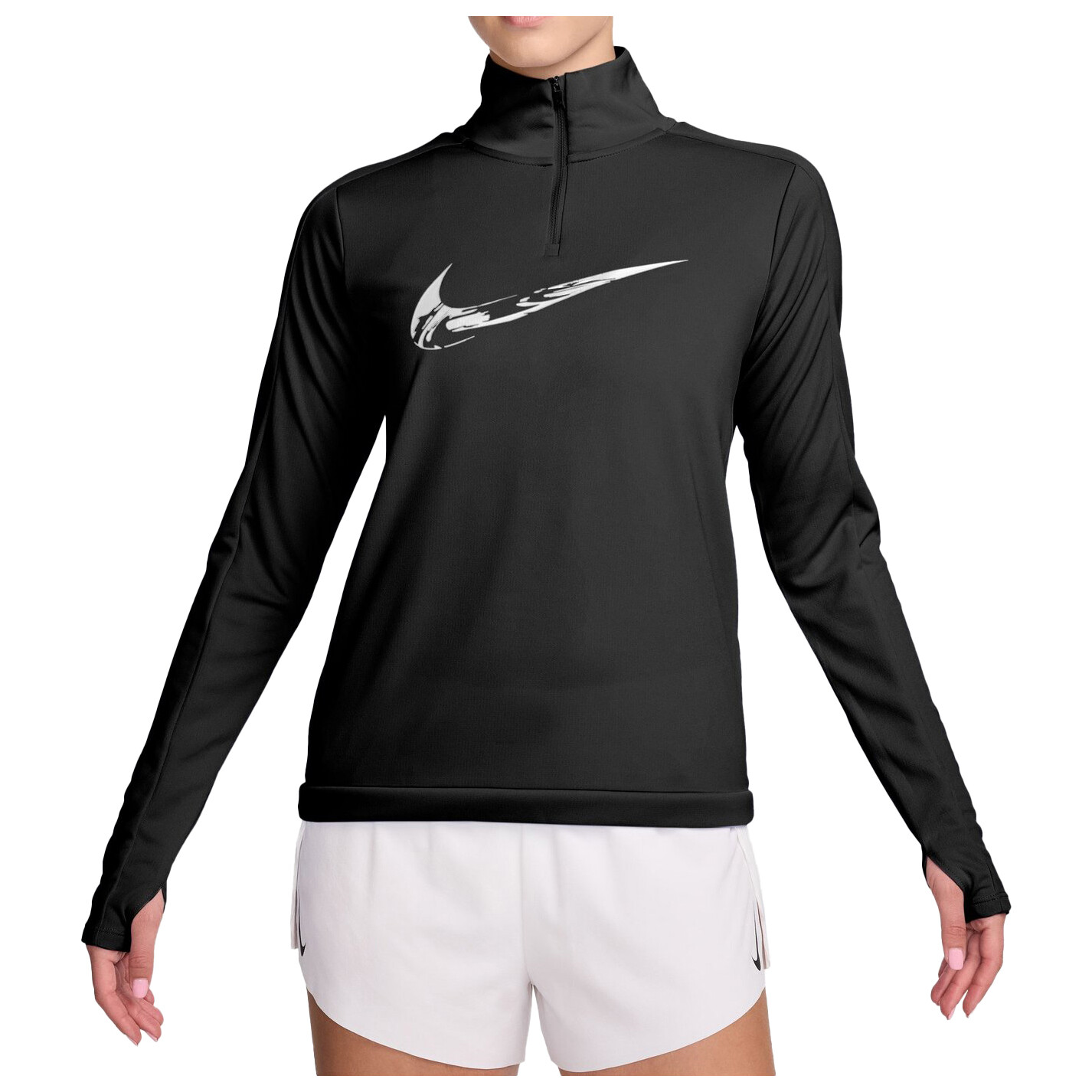 

Футболка для бега Nike Swoosh Running 1/2 Zip, цвет Black/White