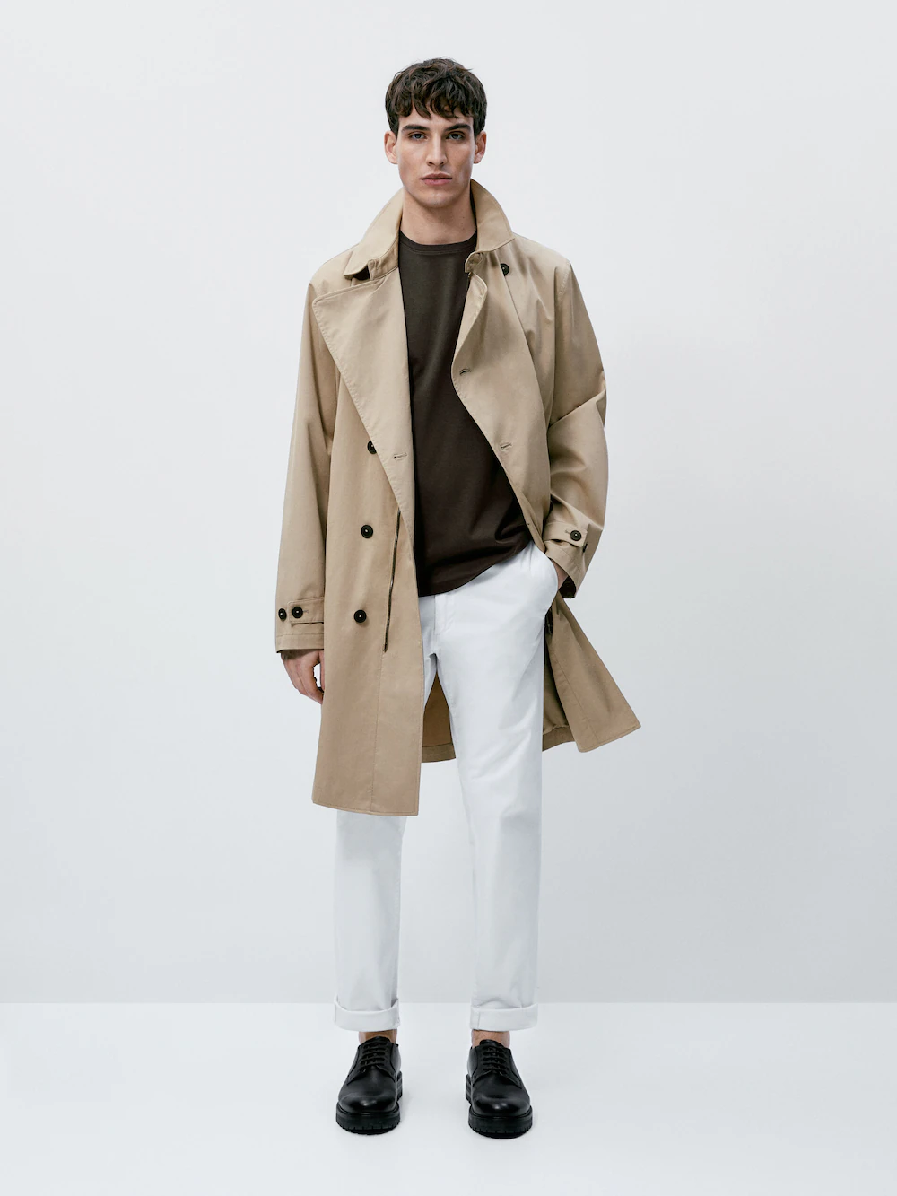

Футболка из мерсеризового хлопка с коротким рукавом Massimo Dutti, хаки