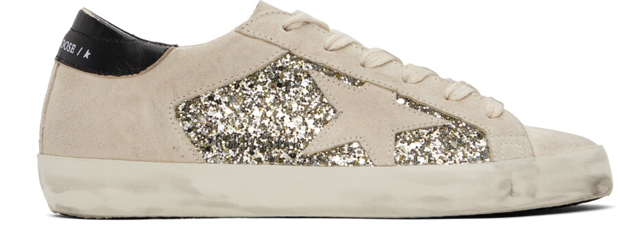 

Серебристо-бежевые кроссовки Super-Star Double Quarter Golden Goose, Бежевый