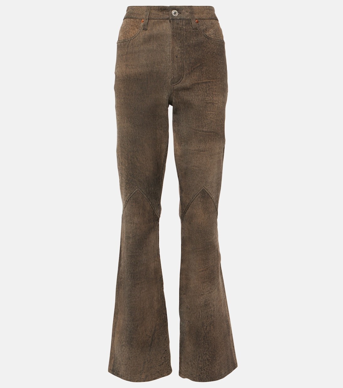 

Джинсы bootcut из кожи с высокой посадкой Re/Done, серый