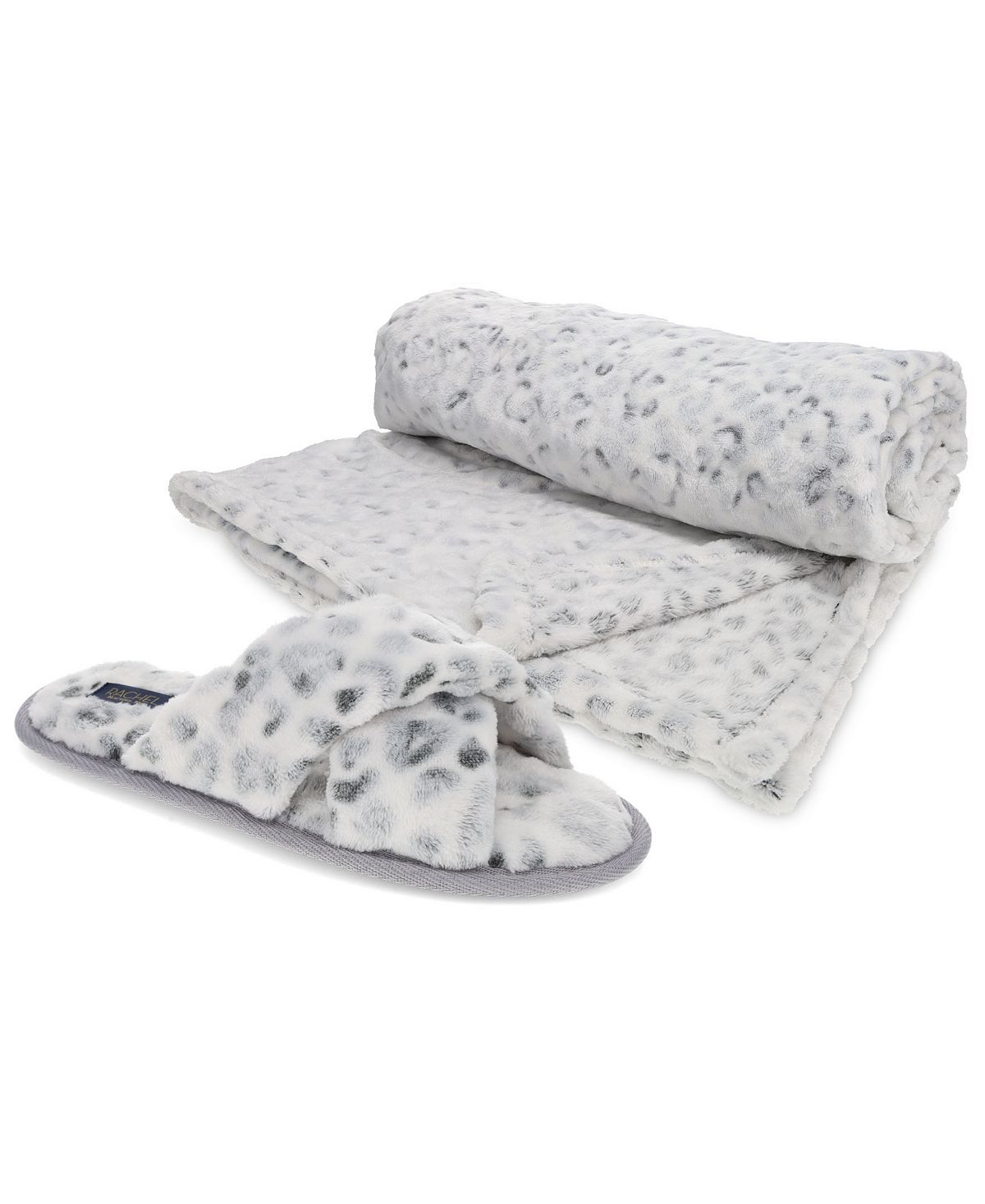 Женский подарочный набор из плюшевых тапочек с ремешком X и комплекта одеял в виде гепарда RACHEL Rachel Roy