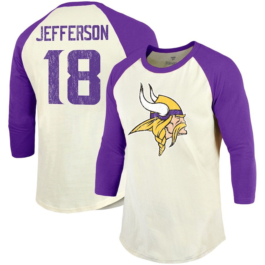 

Футболка с именем и номером Majestic Threads Minnesota Vikings, кремовый