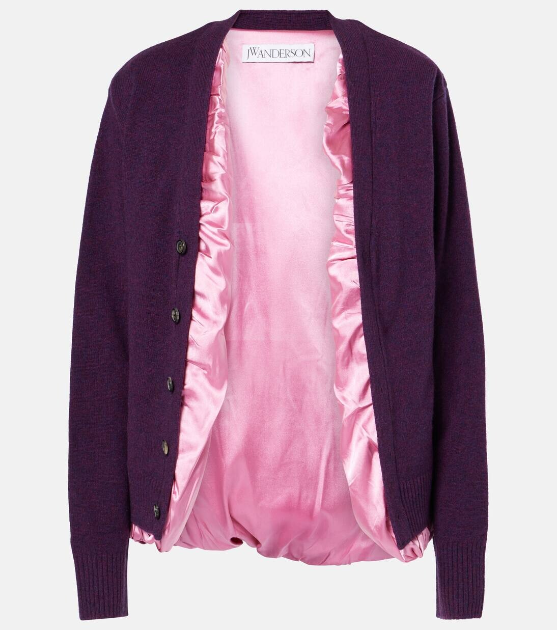 

Кардиган из шерсти и атласа Jw Anderson, цвет plum