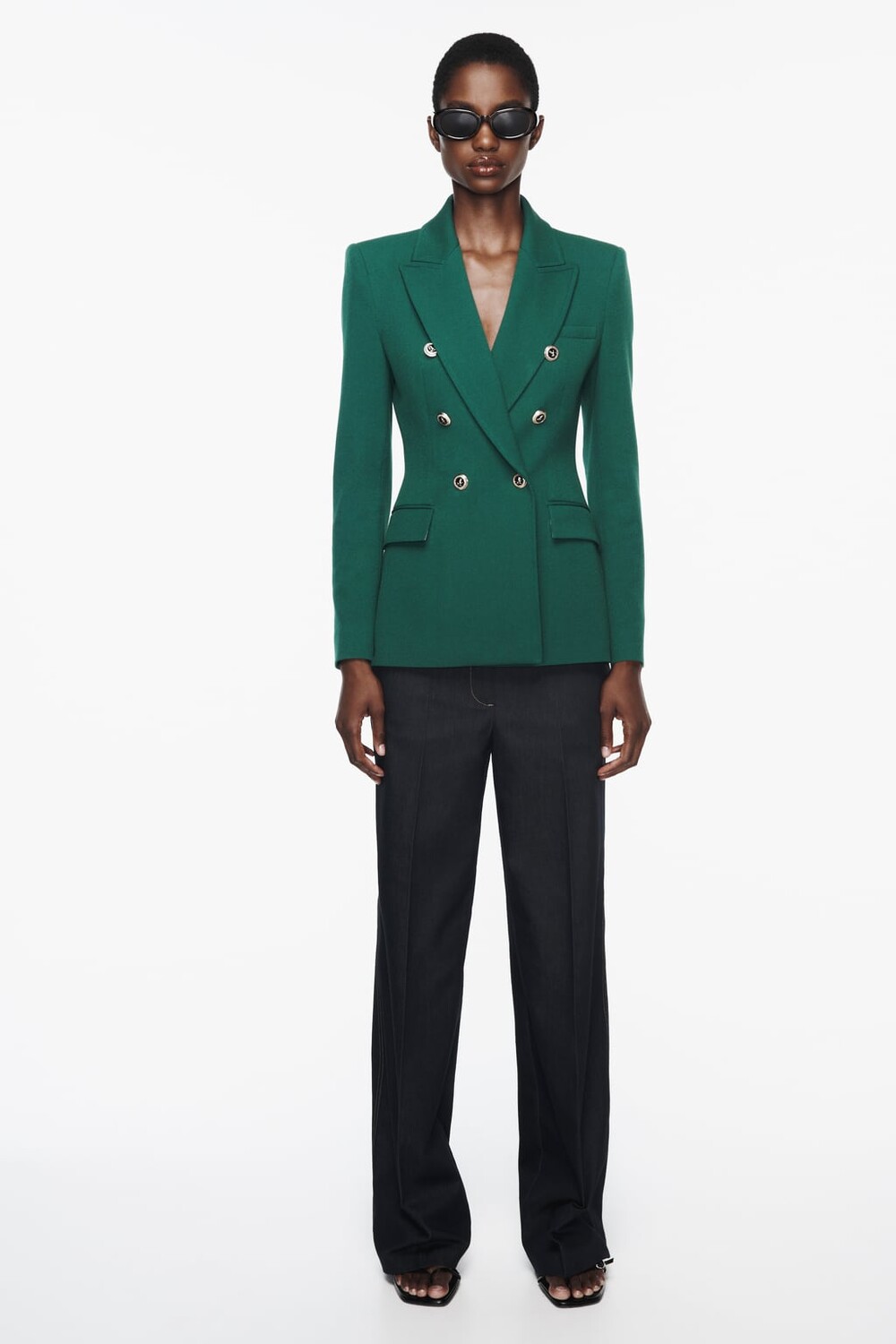 

Стильный двубортный пиджак ZARA, зеленый