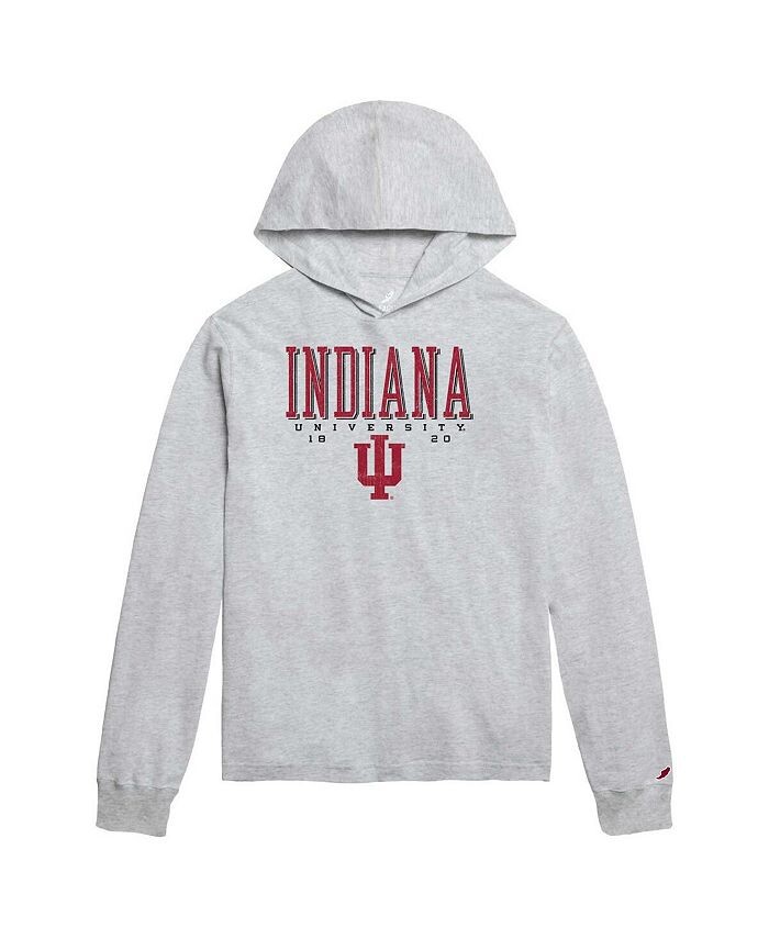 

Мужская футболка Ash с потертостями Indiana Hoosiers Team Stack Tumble с капюшоном и длинными рукавами League Collegiate Wear, серый