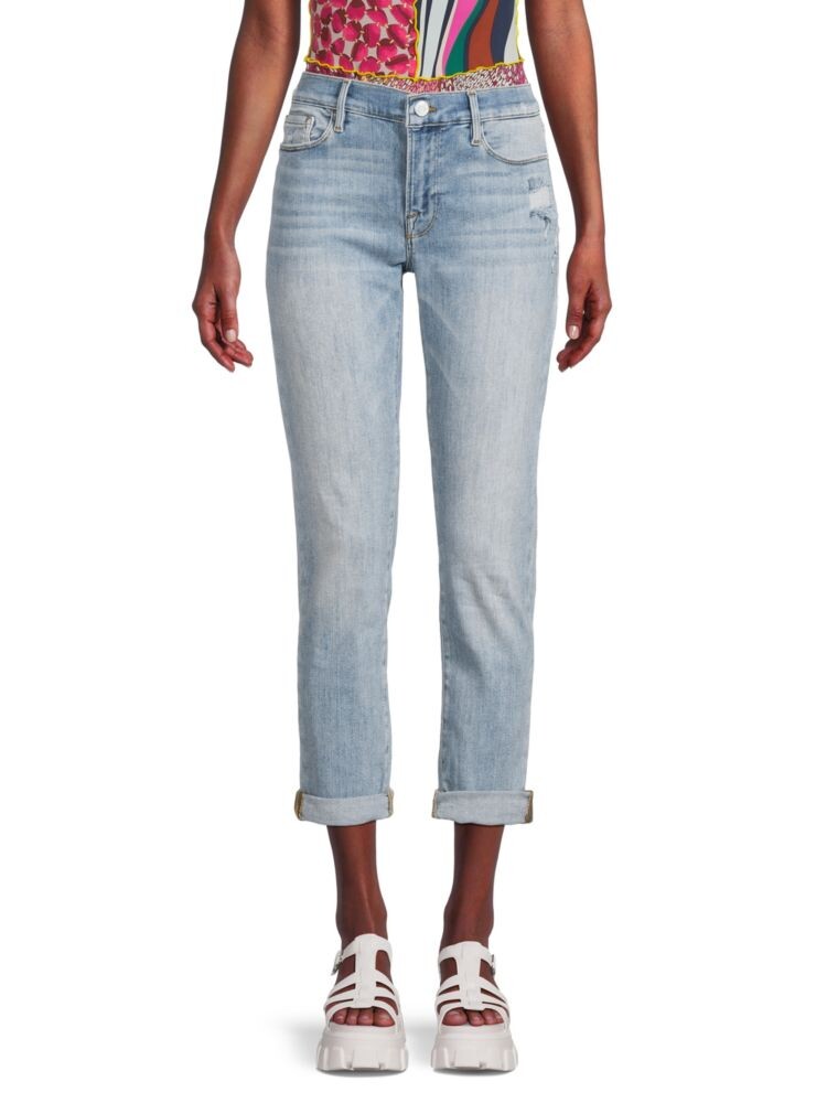 

Укороченные прямые джинсы со средней посадкой Garcon Frame, цвет Light Denim