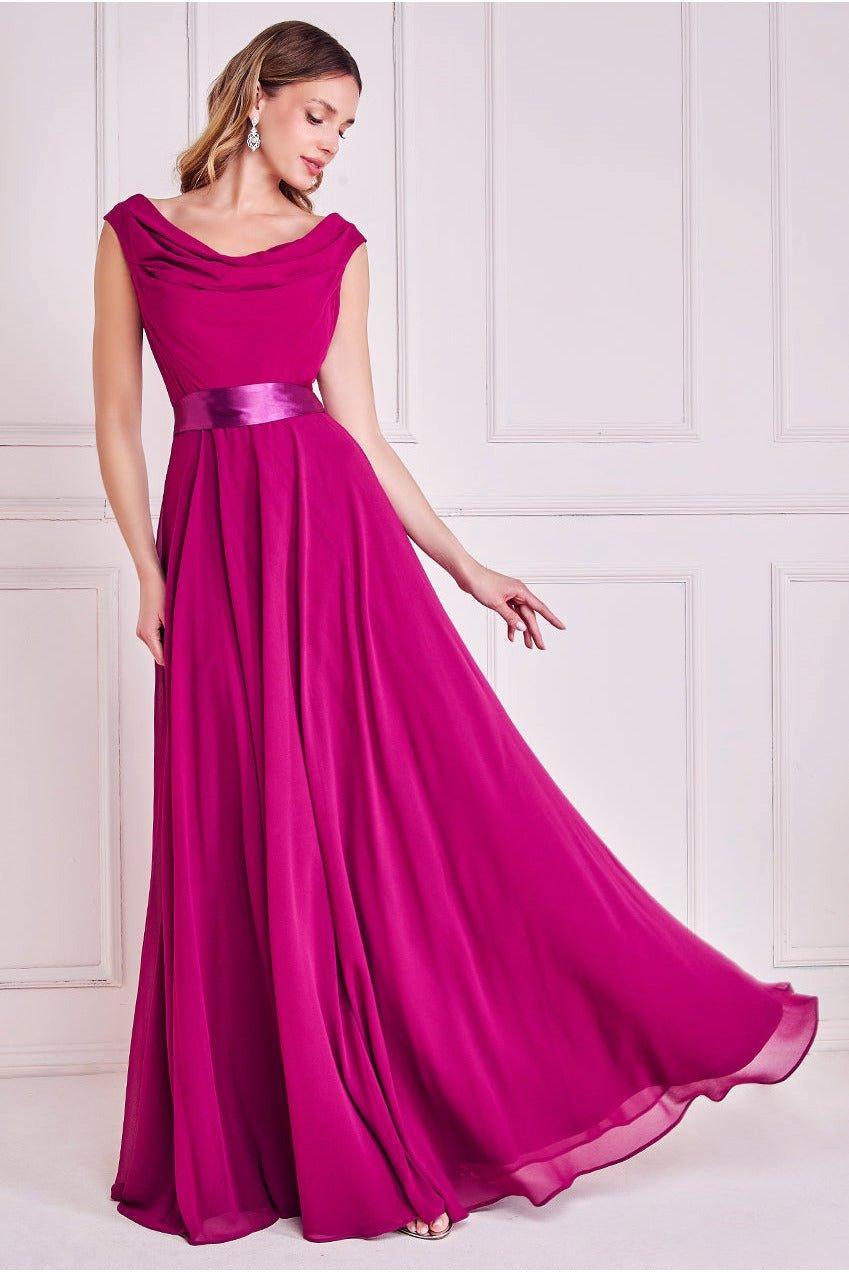 Шифоновое платье макси с воротником-хомутом Goddiva, розовый платье макси с открытыми плечами и аквалангом goddiva темно синий